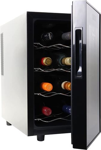 The Koolatron 8 Bottle Wine Cooler in Black is a compact and efficient thermoelectric wine fridge designed to provide optimal storage conditions for your favorite wines.